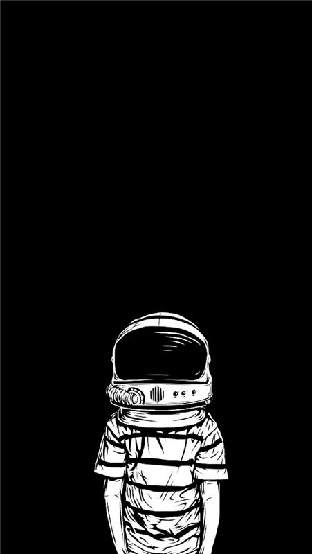 Ozadje za iPhone, grafična umetnost, eleganten črno -bel fotografski estetski otrok s čelado astronavta