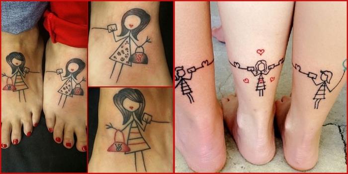 geriausio draugo tatuiruotė, rašalo piešimas ant odos, mielos merginos tatuiruotė raudonomis širdimis lūpomis