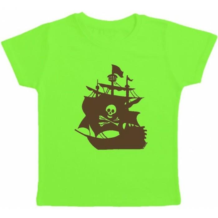 t-shirt-kişiselleştirilmiş-çocuk-Kibule-com-green-with-a-korsan-yeniden boyutlandırılmış-gemi