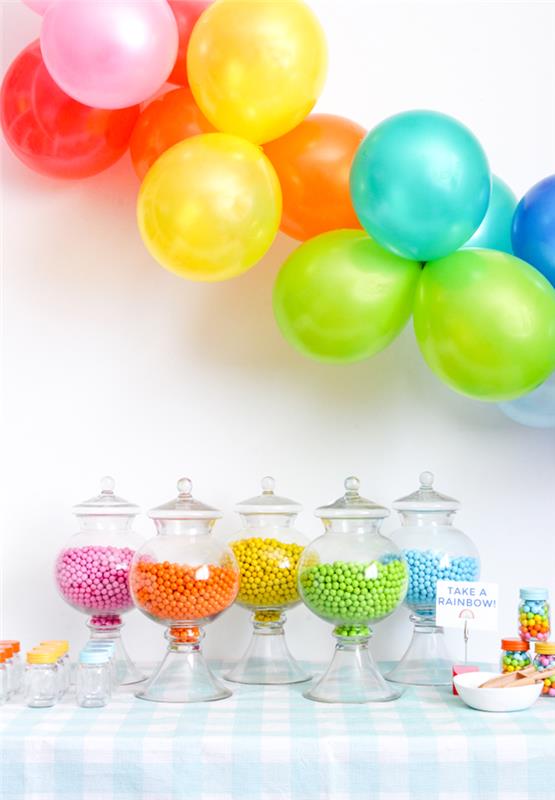 Super ideja za vesel 18. rojstni dan, okras za 18. rojstni dan, mavrični baloni in sladkarije
