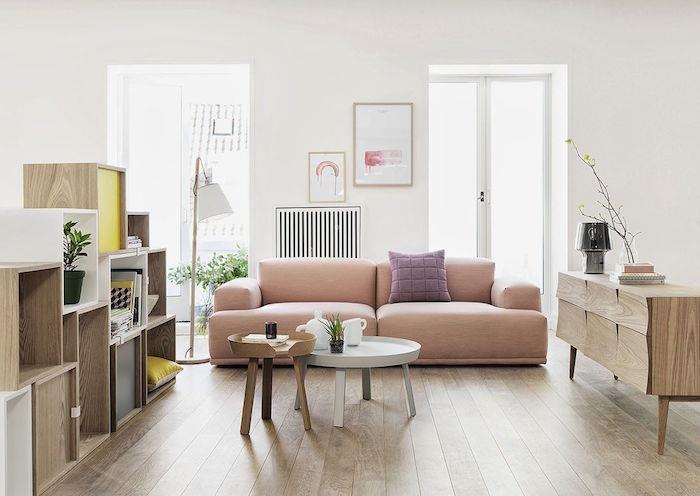 Skandinaviška atmosfera puošia šiaurietišką gyvenamąjį kambarį ir dizaino baldus
