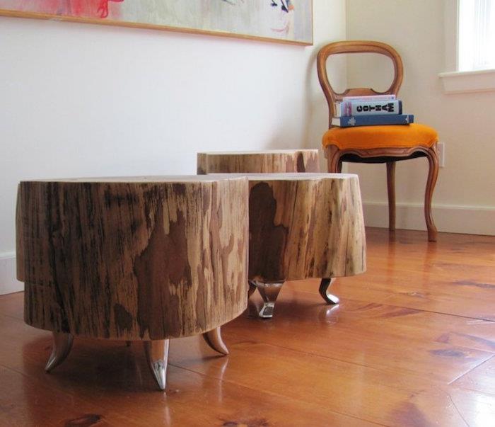 naredite pohištvo iz lesa brušenega okroglega debla