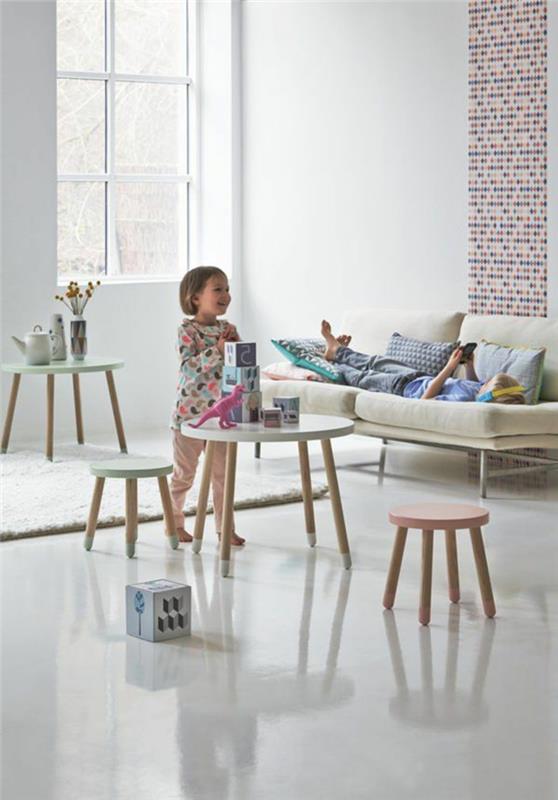 Skandinavska miza za kavo, praktično otroško pohištvo