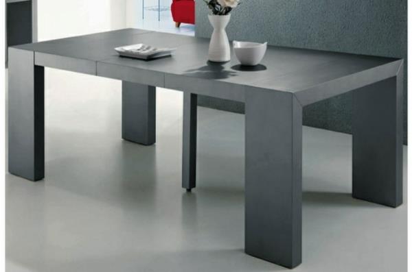 minimalistična-satensko-siva-raztegljiva-konzolna miza