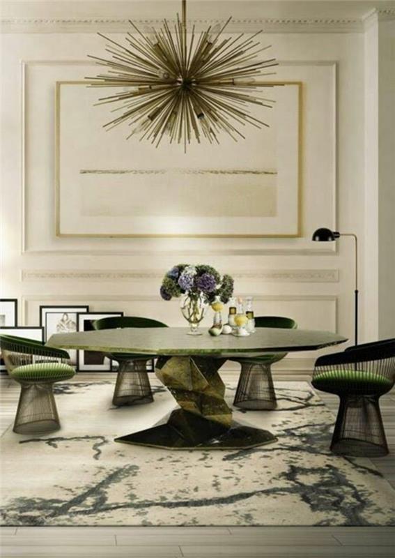prašmatnus dizainas-virtuvės stalas-žalia-marmuro-smėlio-interjero-louis-XV