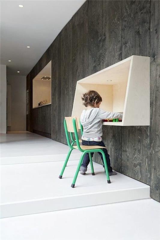 stensko oblikovanje-miza-iz-svetlega lesa-stensko pohištvo-naše-ideje-občasno-pohištvo