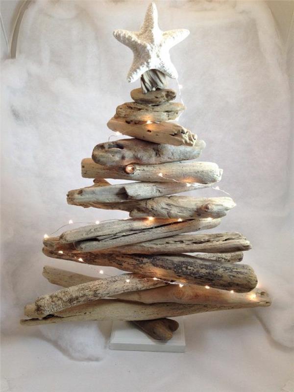 dalgaların karaya attığı odun-masa-üzerine-resim-üzerine-lamba-dekorasyon-driftwood-Noel-ağacı-ağacı