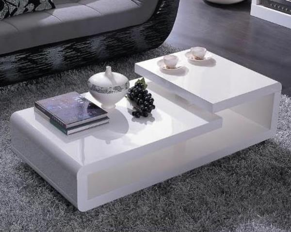 modern şekillerle beyaz lake masa