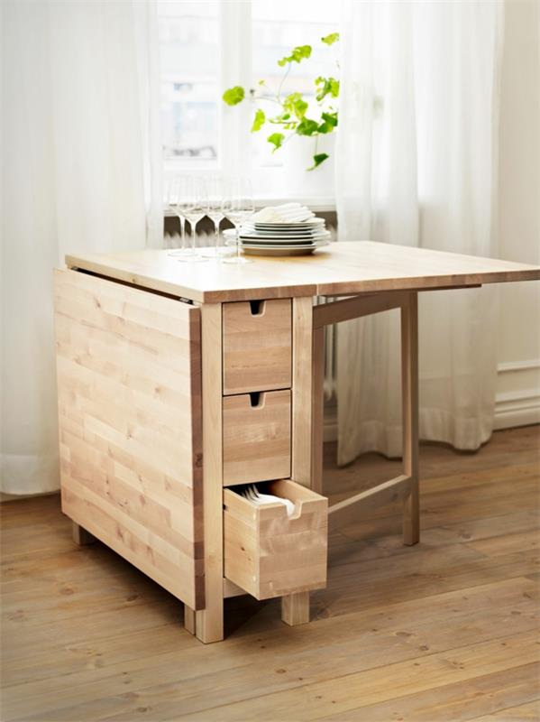 zložljiva-lesena-kuhinjska miza-z omaricami
