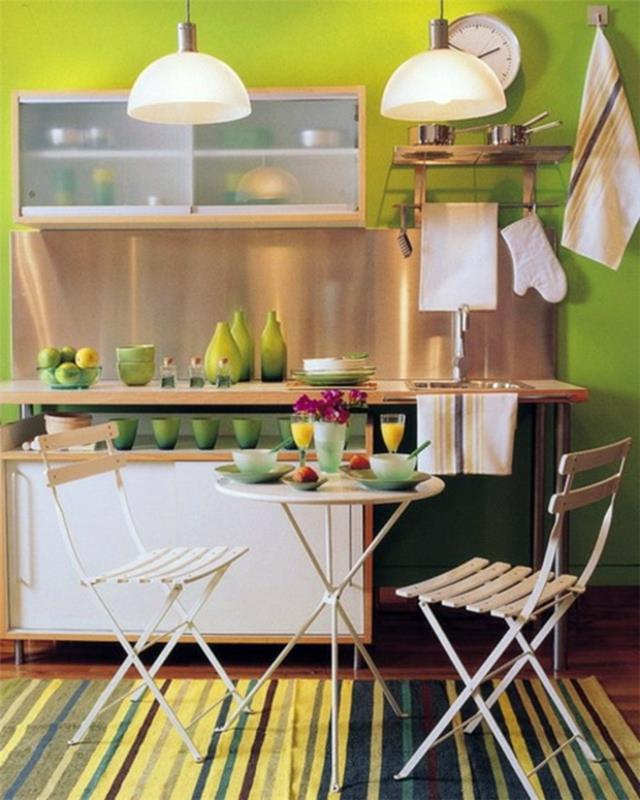 siaurai sulankstomas-virtuvės-stalas-apvalus-valgomasis-stalas-žalias