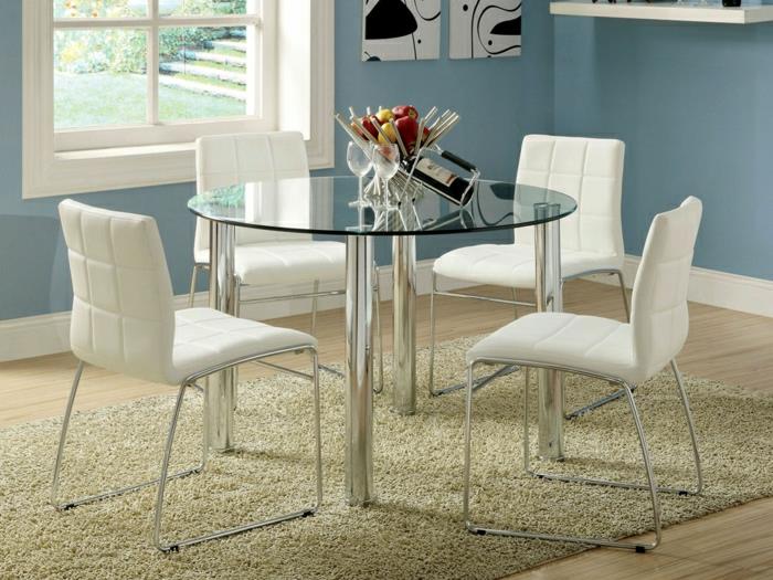 steklo-okrogla miza-steklo-dnevna soba-miza-steklo-mizica-beli stoli