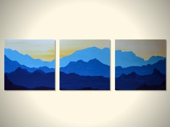 boyama-3-paneller-boyama-oturma odası-duvar-dekorasyon-manzara-dağlar