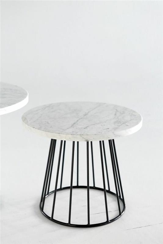 kavos staliukų juodo geležies ir balto marmuro marmuro viršus