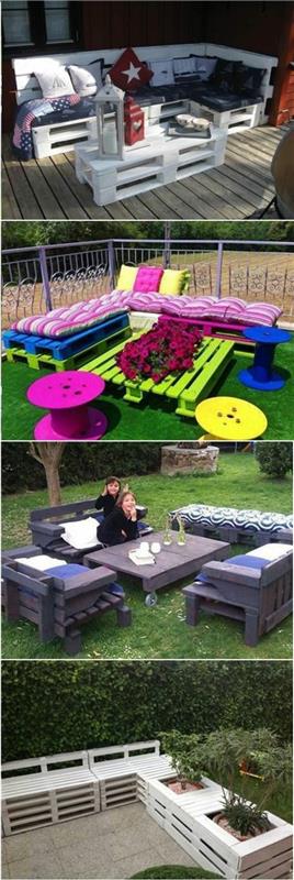 sodo stalai-spalvoti-padėklai-neįprasta-idėja-baldai-padėkluose