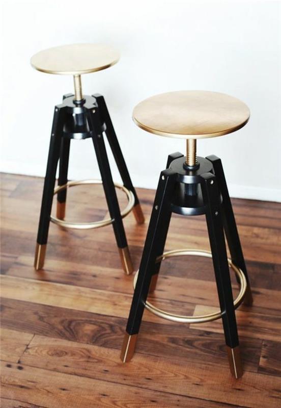 siyah-metal-ahşap-koltuk-bar-tabureler