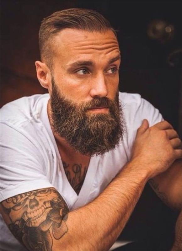 hipster erkekler için uzun yontulmuş sakal ve pompadour saç kesimi nasıl korunur