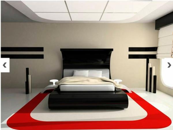 preproga za odrasle-spalnica-izdelana-s-talno-barvo-rdečo-in-senco-bele