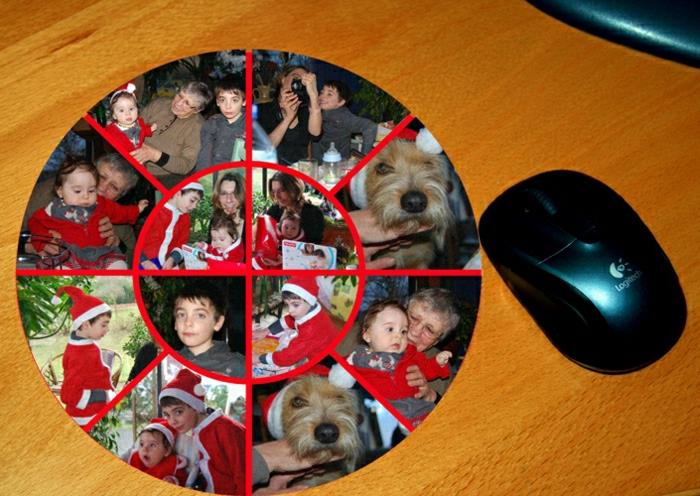 pagal užsakymą sukurtas pelės kilimėlis su originaliomis šeimos nuotraukomis