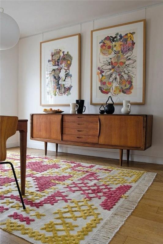 modernus kilimėliai-kilimas-susideda iš geltonos ir rožinės spalvos