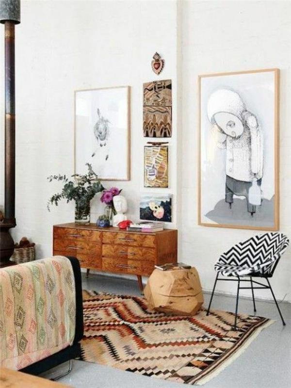 modernūs kilimai-šiuolaikiška-kėdė-ir-portretas-ant sienos