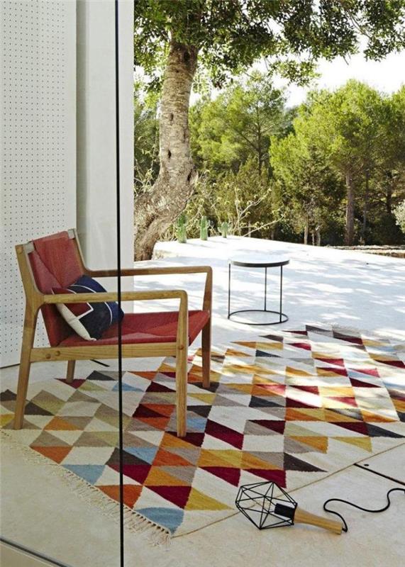 dış mekan için geometrik-yama işi-kilim