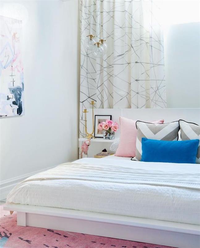 İlginç toz pembe ile ilişkilendirilecek renk pembe beyaz ve mavi yatak odası gri ve pembe dekor