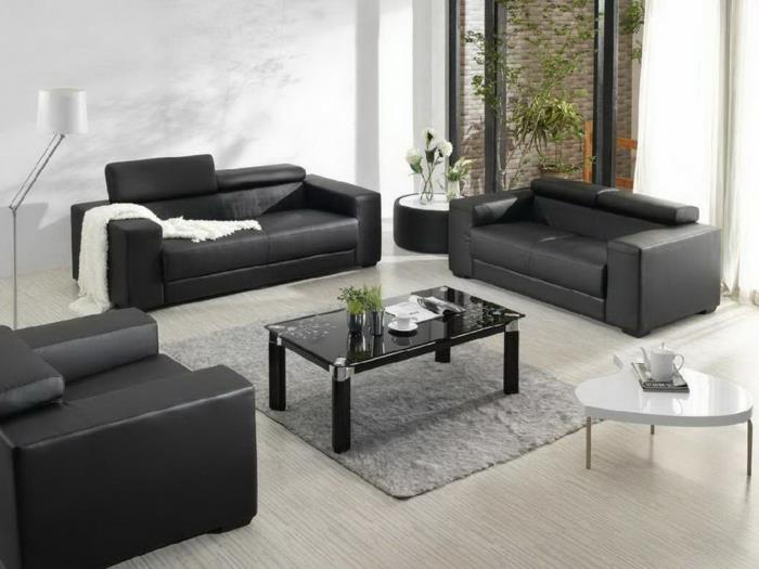 modernus-gyvenamasis kambarys-kilimėliai-dizainas-kilimas-į-tendencija-juoda-pilka-šiuolaikiška