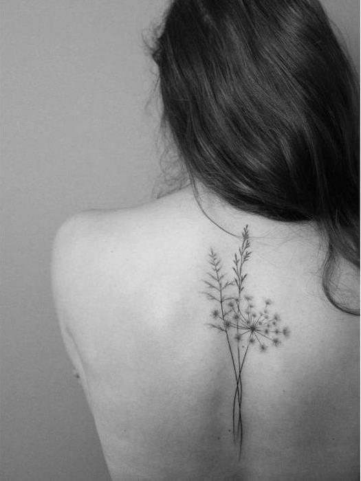 Tatuiruotės moterys vidurinės nugaros tatuiruotės gėlės augalai moteris