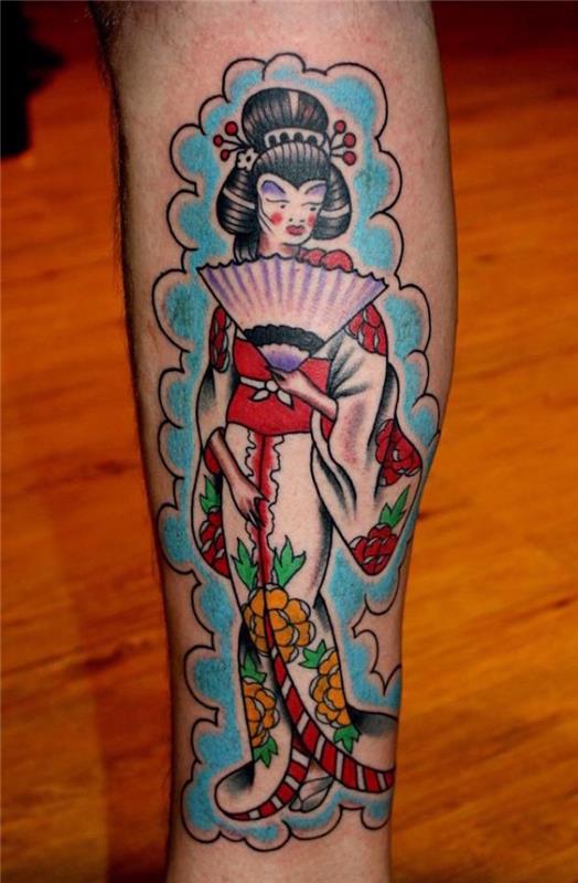 Japonska tetovaža gejše, kar pomeni japonski japonski samuraj