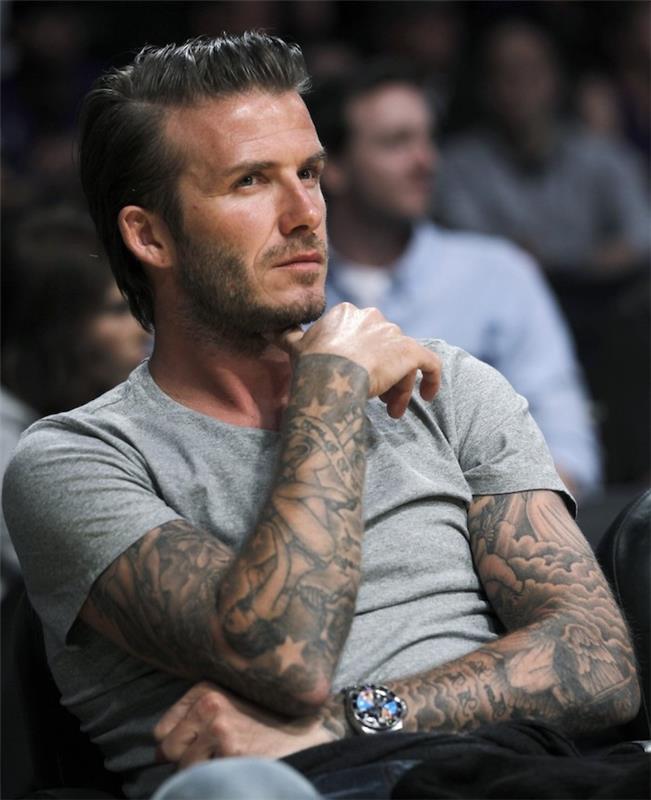erkek dövmesi, David Beckham, cilt üzerine mürekkep çizimi, orijinal saat, kadın tasarımları