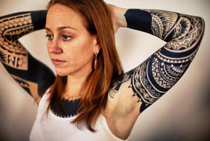 Maori ženska roko tetovaža polinezijski dekle rokav tetovaže
