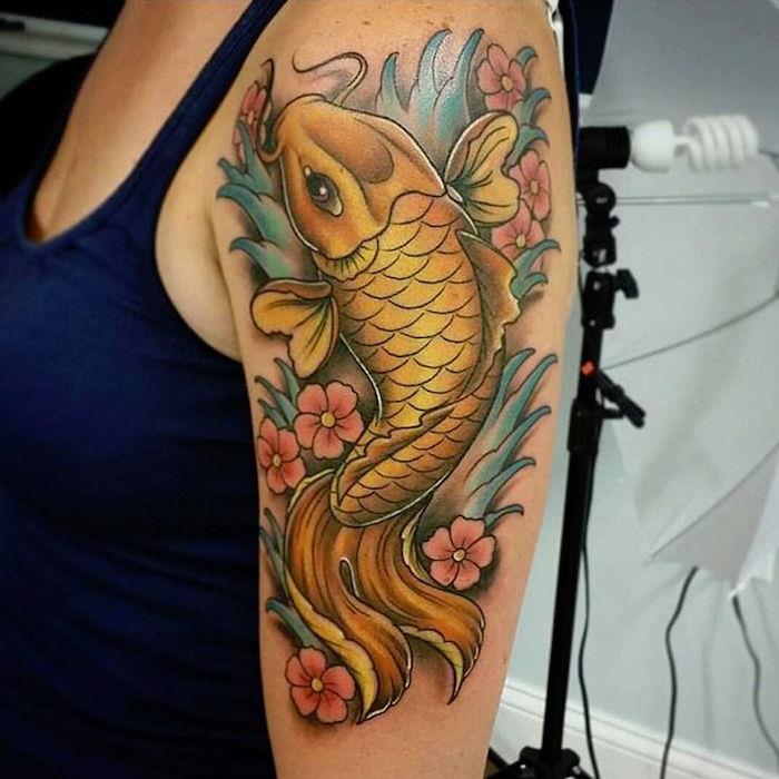 dövme sazan kol kadın sarı balık japonya koi