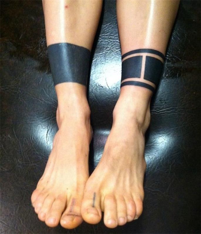 Ayak Bileği Dövme Kadın Dövme Siyah Bant Bacak Çevresi