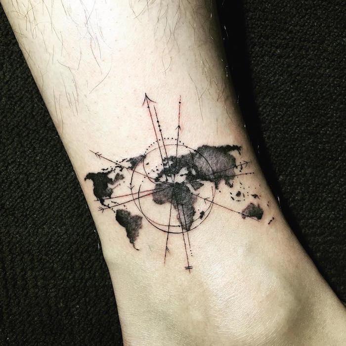 Tatuiruotė pasaulio žemėlapis tatuiruotė pasaulio žemėlapis kulkšnis
