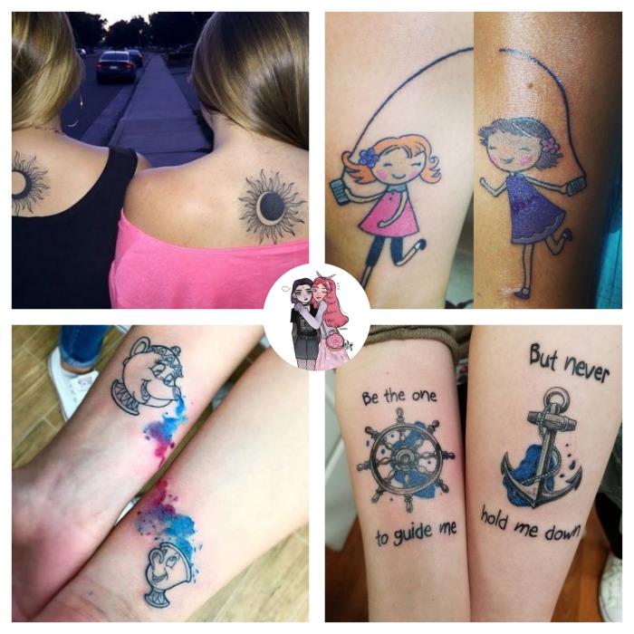 neatsiejama tatuiruotė, kaip išsirinkti tatuiruotę tarp draugų, spalvotas piešinys ant odos su animaciniu dizainu
