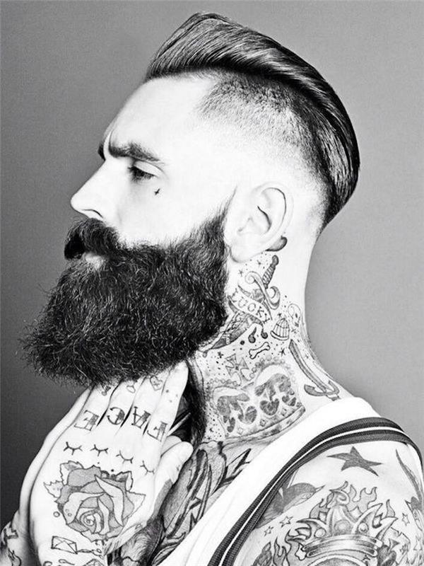 hipsterio vyro kaklo tatuiruotė kaklo gerklės barzda