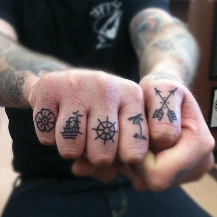 Parmak dövme fikri küçük sembol parmakları tasarlar adam