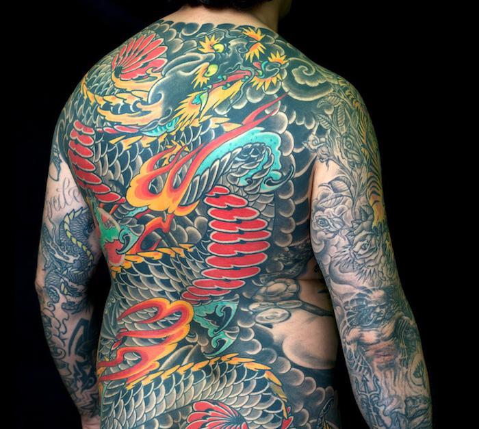Japonų drakono tatuiruotė visa nugaros tatuiruotė visa nugara irezumi