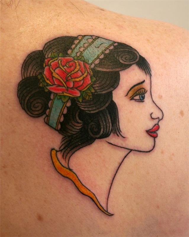 Tatuiruotės modelis moteris veido moteris vintage rusų kalba