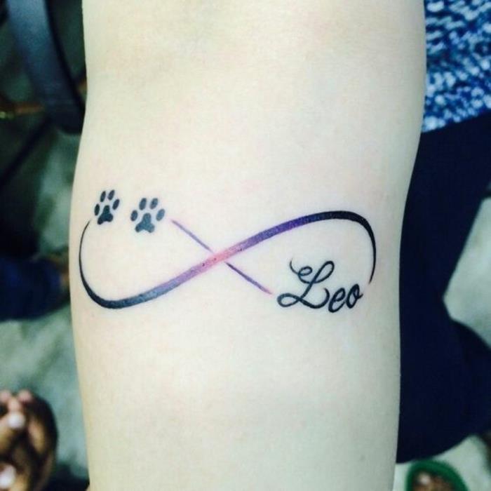 Tatoo ženska mačka, tetovaža neskončnosti in imena, originalne tetovaže