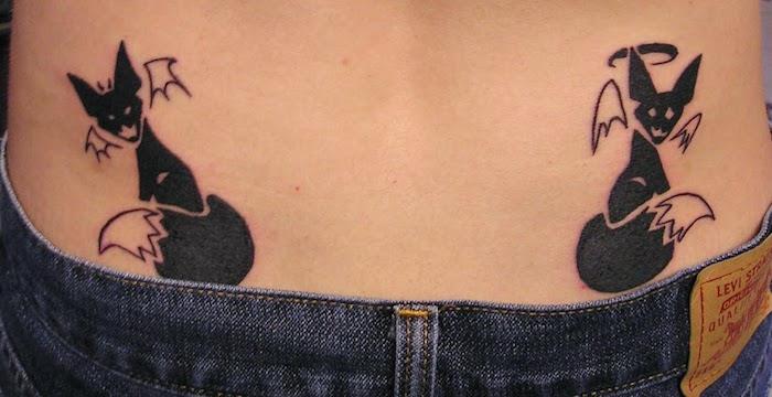 apatinės nugaros dalies tatuiruotė aristokatai tatuiruoja kačių šoninius klubus