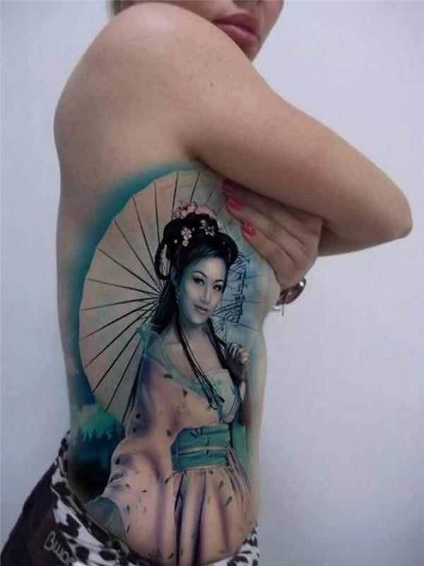 Japonska tetovaža na hrbtu ženska tetovaža nippon geisha