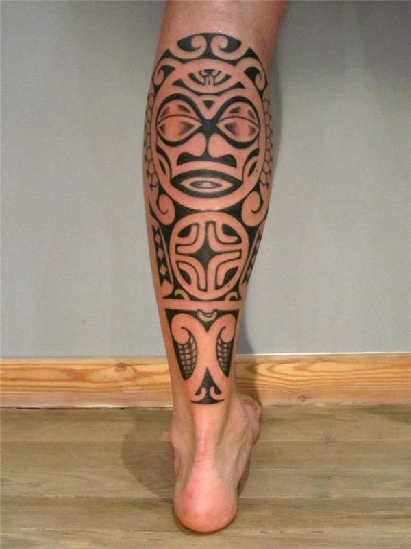 Maori dövme buzağı adam kabile polinezya maskesi