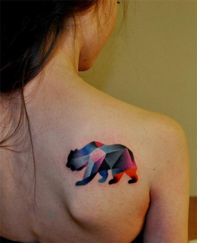 Mažos tatuiruočių idėjos moterims ant nugaros lokio mandalos spalvų