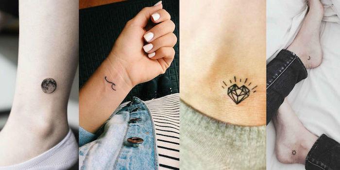 ženska tetovaža gležnja, ideja, da izbereš izvirno risbo, ki ji jo boš vtisnil na kožo, črnilni diamant na gležnju