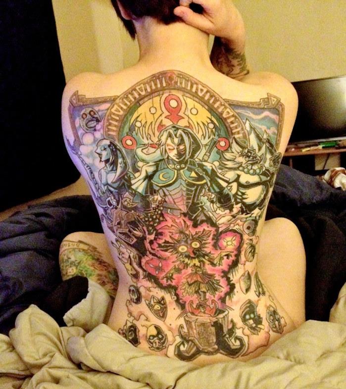 japonų tatuiruotė manga tatuiruotės spalvos pilna nugaros moteris japoniškas stilius