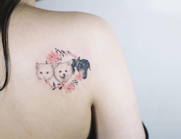 hayvan sevgisi, cilt üzerinde renk çizimi, kadınlar için vücut sanatı, köpek ve kedi dövme tasarımı