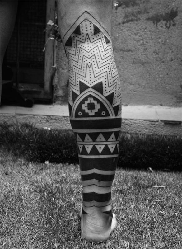 tribal buzağı dövme adam geometrik dövme maori hint