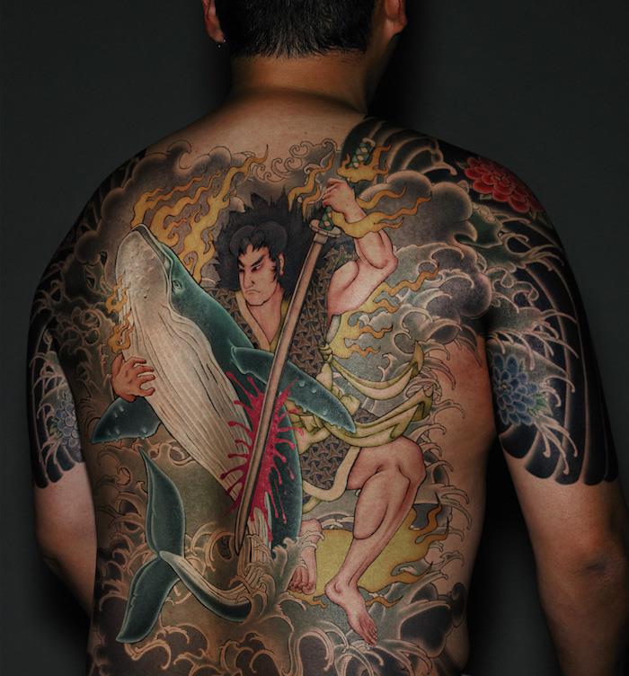 samurajska tetovaža japonska irezumi tetovaža na hrbtu