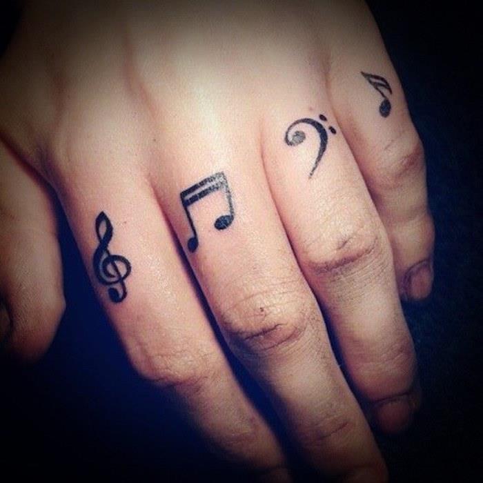 tatuiruotės muzika pirštai pažymi laikiną trumpalaikį